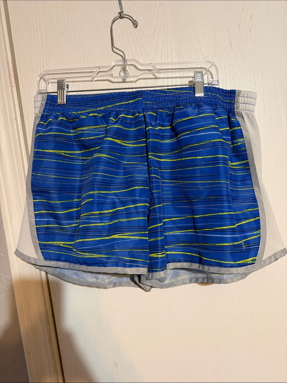Danskin Now Blue Athletic Shorts with Lime Stripes